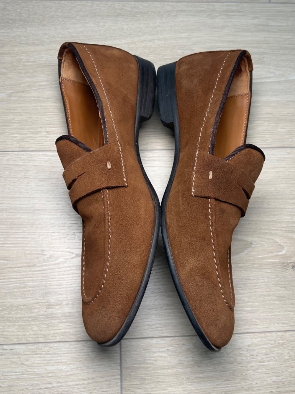 Zara Brown Unisex Slip On Suede Loafers Size 40
